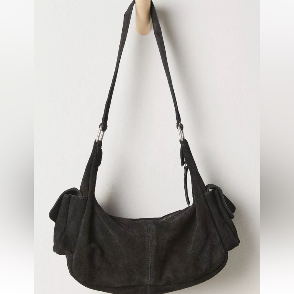 NEW NWT Free People Siren genuine leather suede black Bag